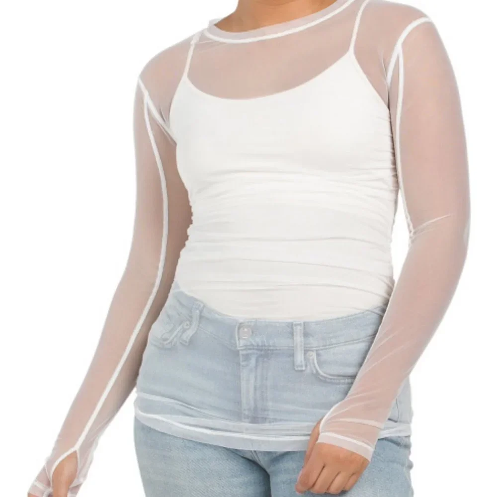 FREE PEOPLE LAST LAYER LONG SLEEVE NWT sheer  top  196TM0 267